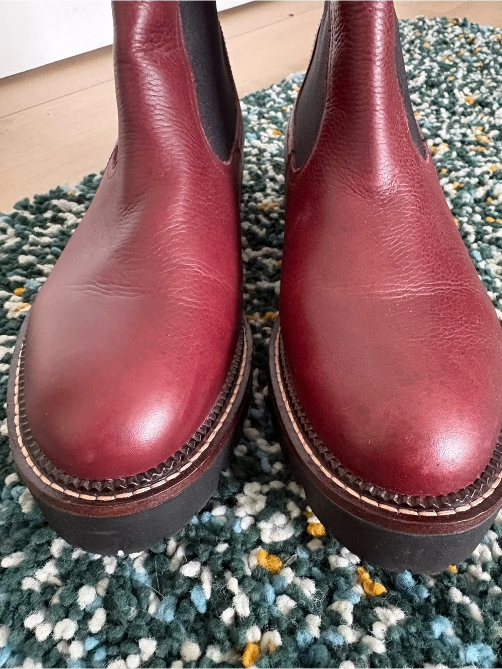 Caslon Burgundy Leather Chelsea Boots Water Resistant Chunky Sole